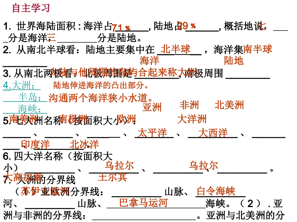 七年级地理上册第二章第一节大洲与大洋_第3页