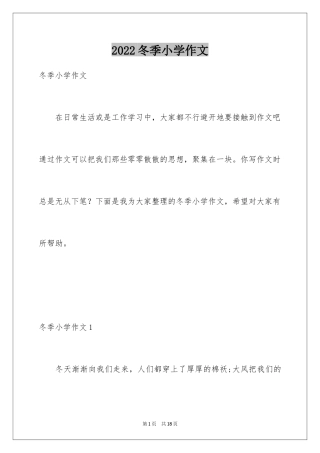 2024冬季小学作文