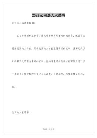 2024公司法人承诺书