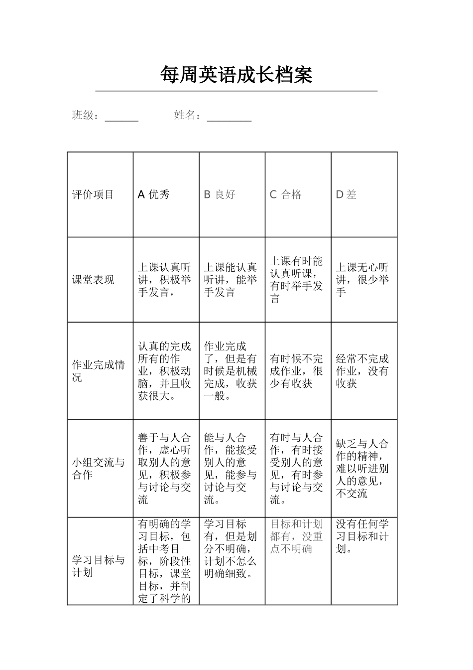 学生英语成长档案_第1页