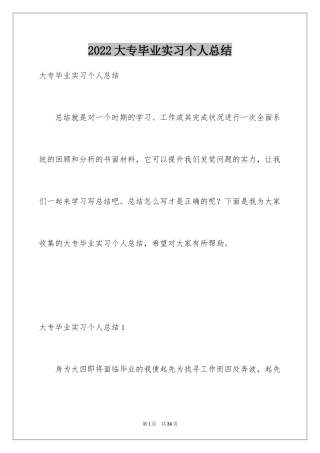 2024大专毕业实习个人总结_1