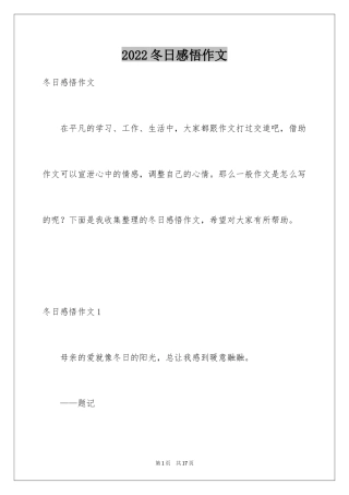 2024冬日感悟作文