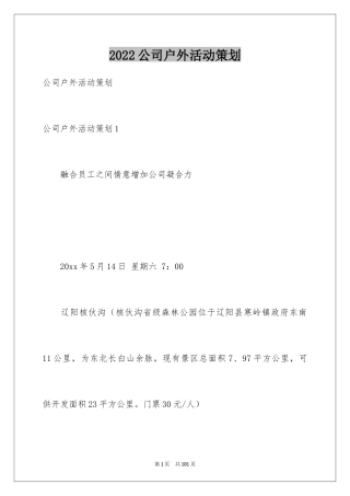 2024公司户外活动策划