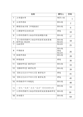 小课题档案袋材料目录