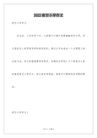 2024夜空小学作文