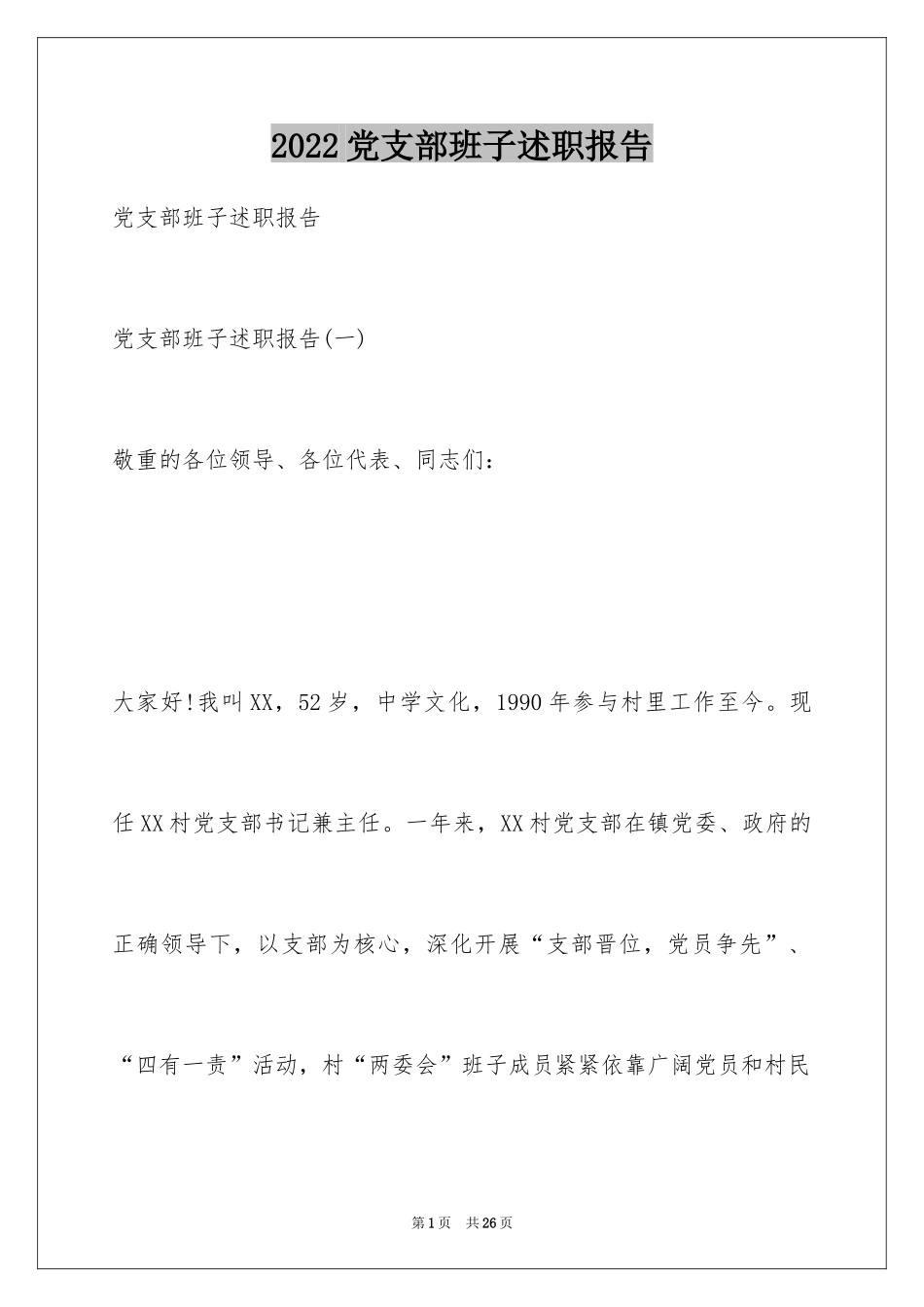 2024党支部班子述职报告_第1页