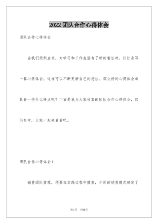 2024团队合作心得体会_3