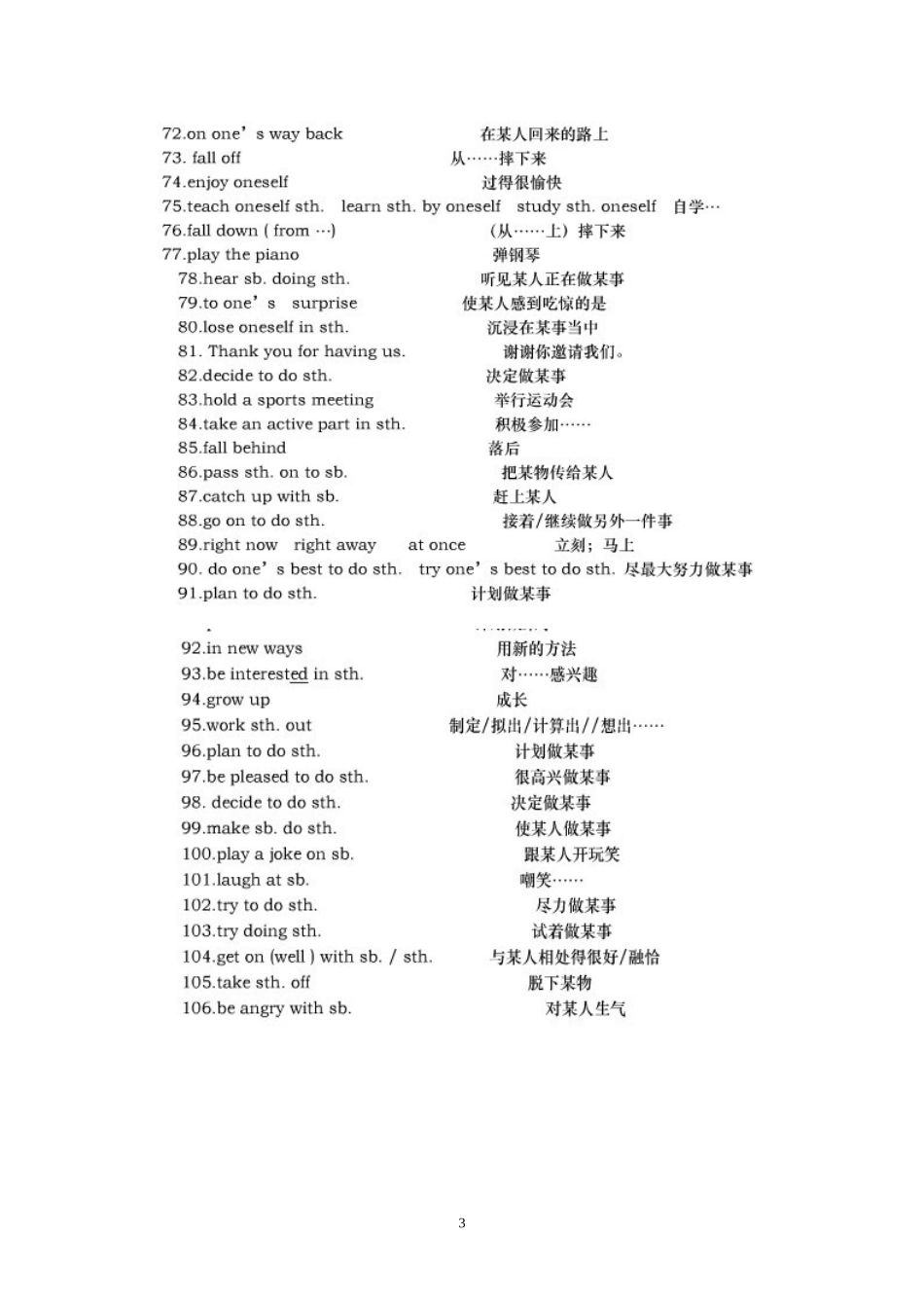 八年级下英语短语_第3页