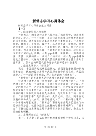 新常态学习心得体会