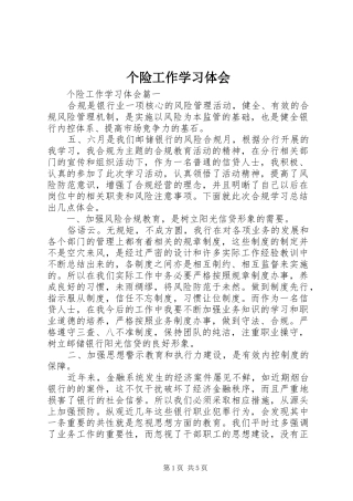 个险工作学习体会