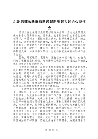 组织部部长新解放新跨越新崛起大讨论心得体会