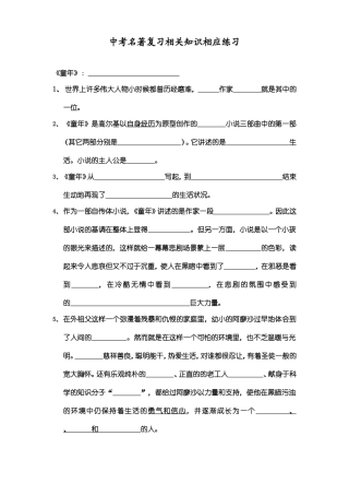 中考名著复习相关知识相应练习2