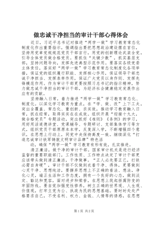 做忠诚干净担当的审计干部心得体会