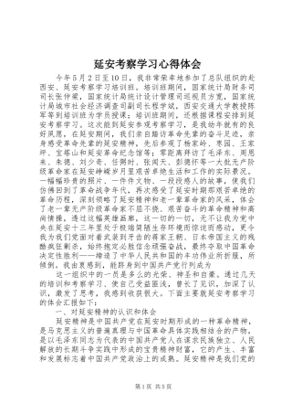 延安考察学习心得体会