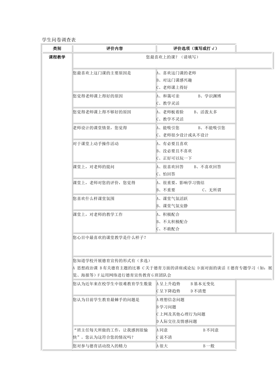 学生问卷调查表_第1页
