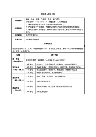 陈铭个人研修计划