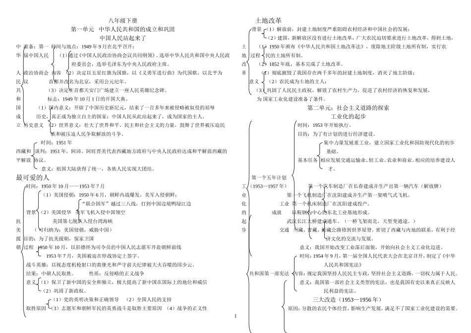 八年级下册知识结构_第1页