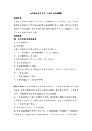 在体验中感悟音乐-在细节中绽放精彩