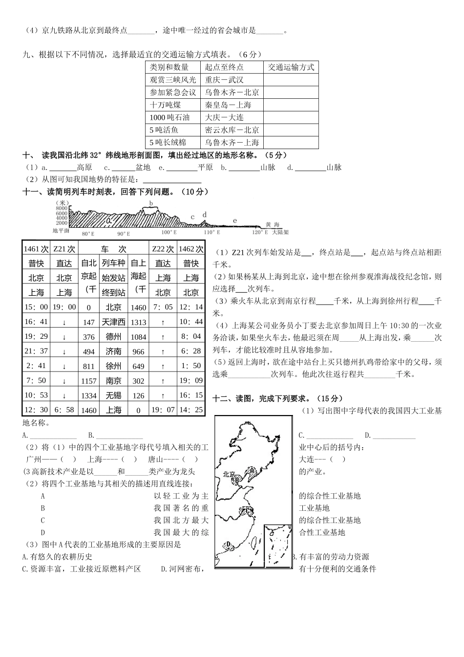 初二上地理读图题集_第3页