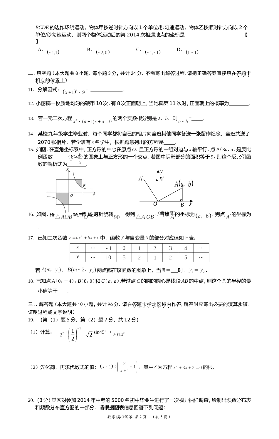 2015年数学模拟试卷(2)_第2页
