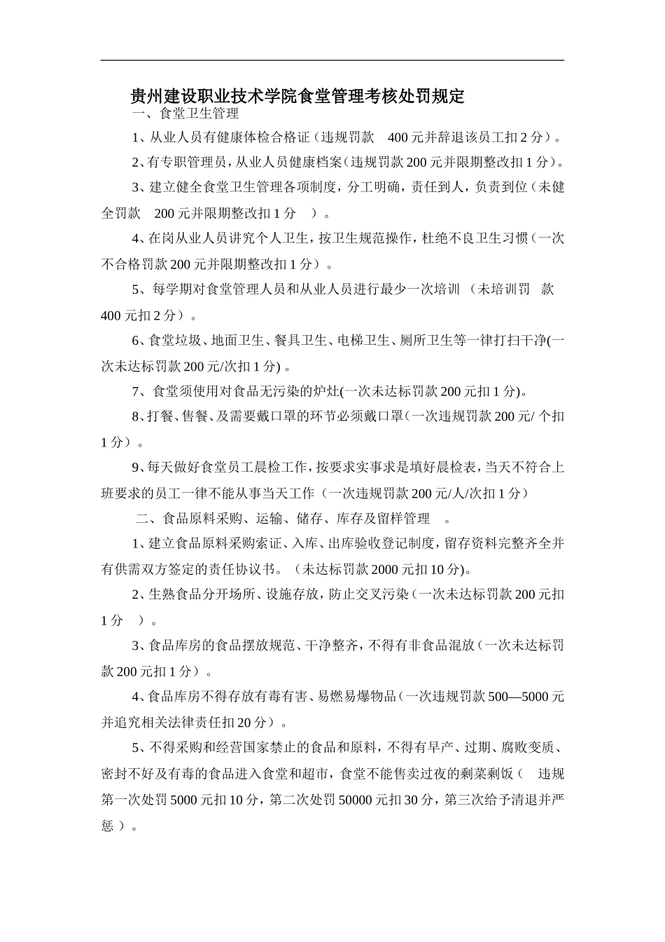 贵州建设职业技术学院食堂考核细则_第1页