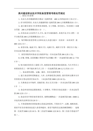 贵州建设职业技术学院食堂考核细则