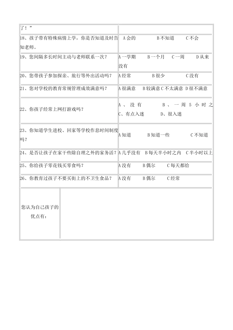 寺坪小学家长会问卷调查表_第2页