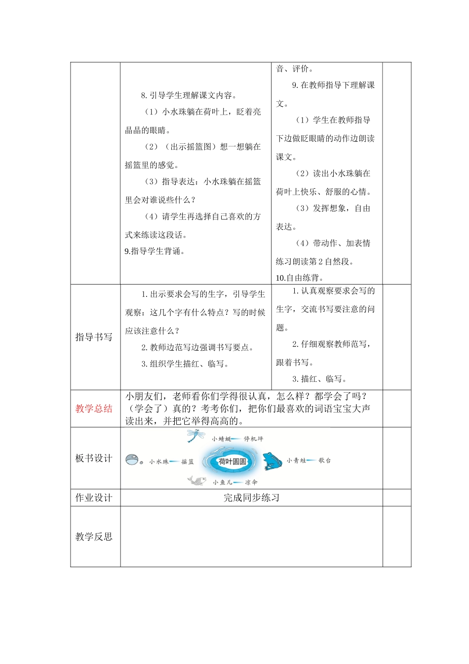 (部编)人教语文2011课标版一年级下册《13、荷叶圆圆》教学设计-(2)_第2页