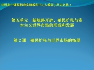 殖民扩张与世界市场的拓展
