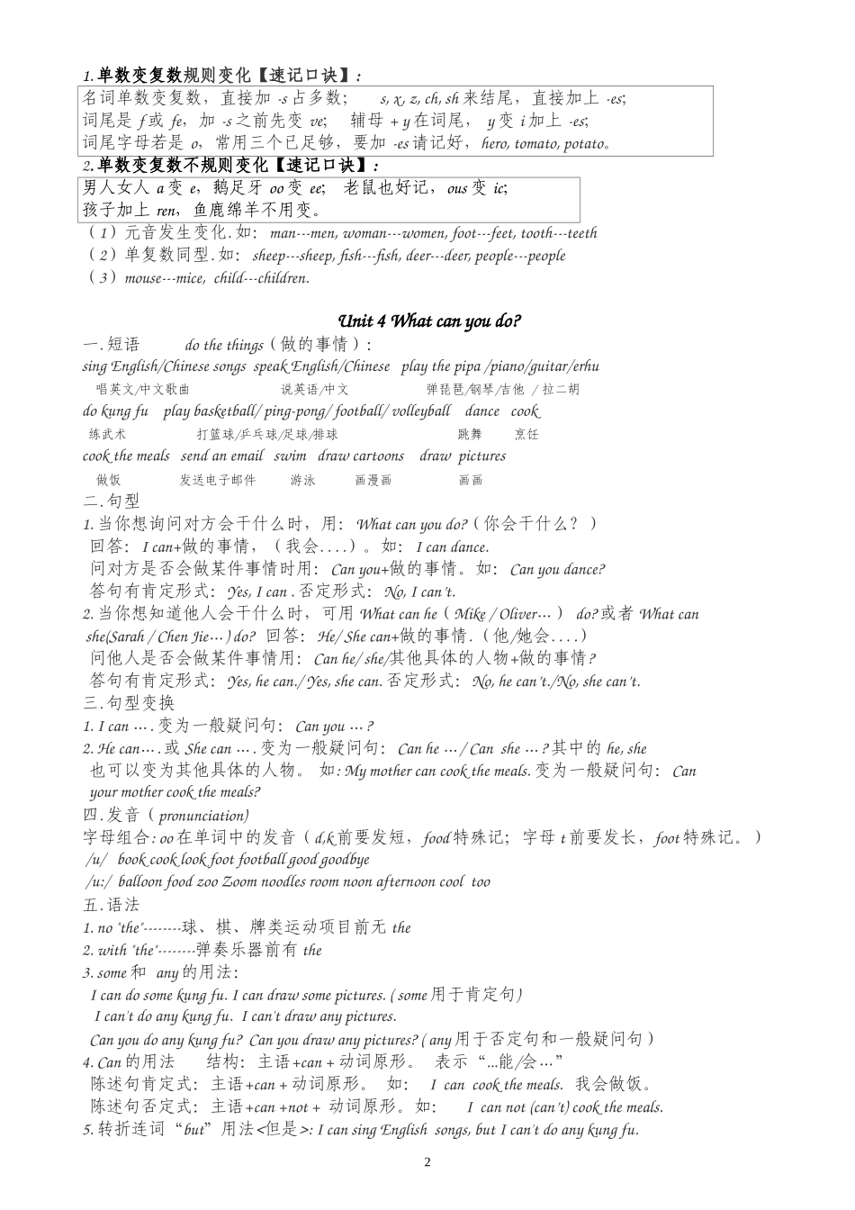 五上U3-U4复习知识点_第2页