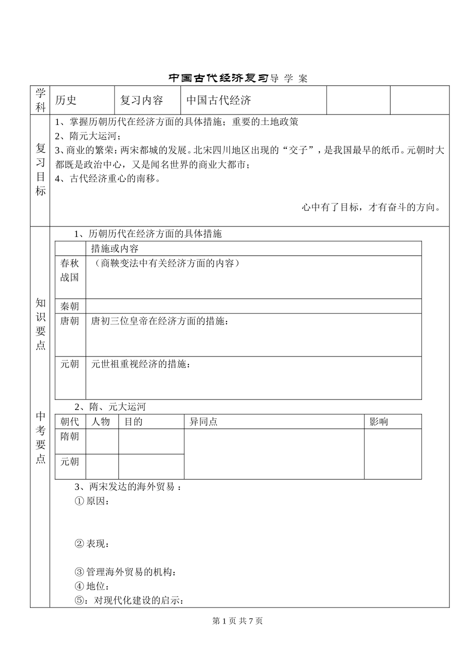 1中国古代经济复习导-学-案_第1页