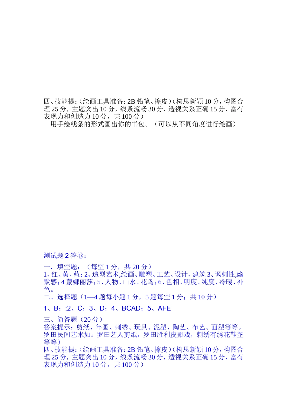 九年级美术抽测2_第2页