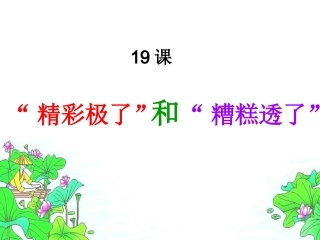 19“精彩极了”和“糟糕透了”