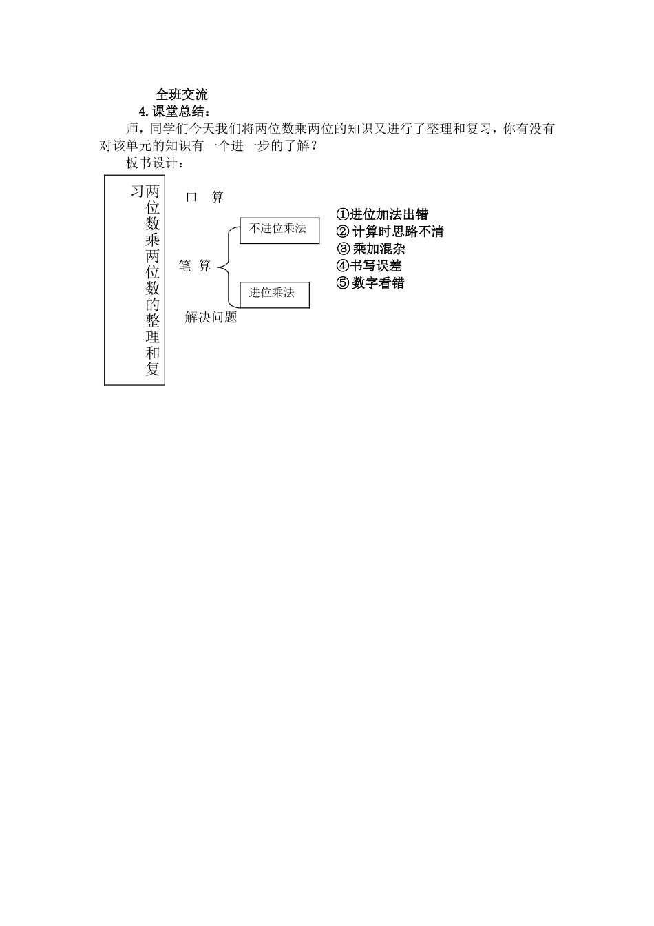 人教2011版小学数学三年级两位数乘两位数的整理和复习_第3页