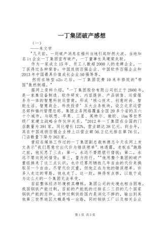 一丁集团破产感想