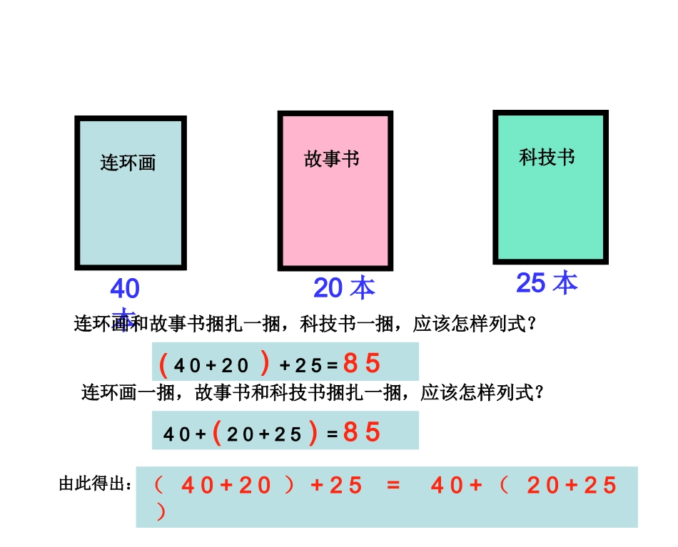 人教版四年级数学第八册第三单元《运算定律和简便运算》第二课时加法结合律_第2页