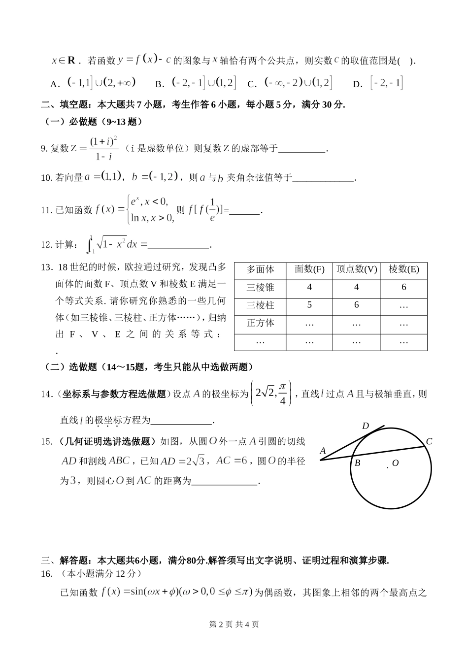 2012-2013年鮀浦中学高三级练习题(理科数学)试题_第2页