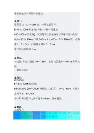 中长跑选手小周期训练安排