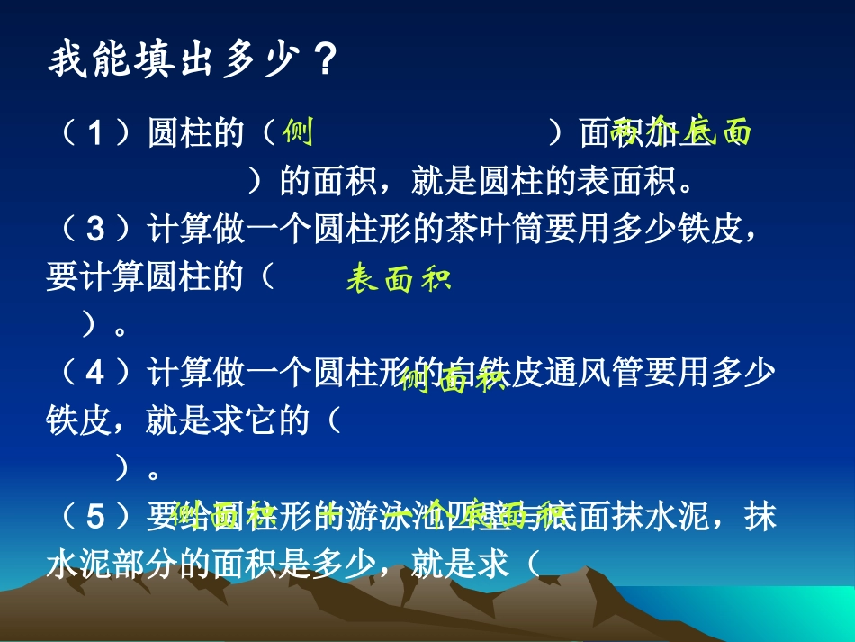 人教版小学数学课件《圆柱表面积》练习_第2页