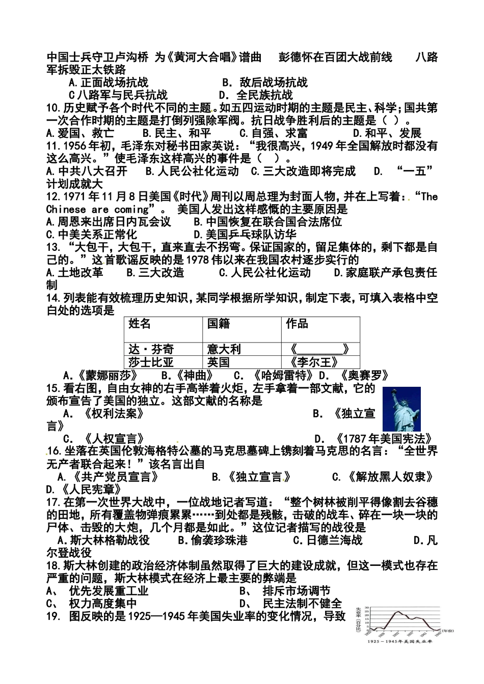 2014届江苏省镇江市丹徒区九年级中考二模历史试题及答案_第2页