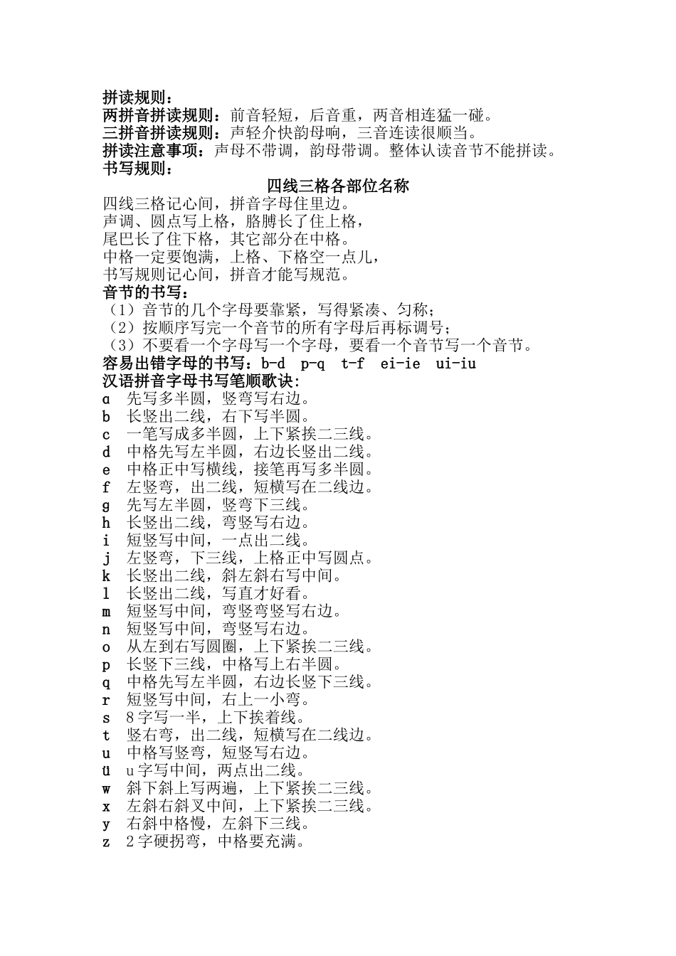 汉语拼音拼读规则_第1页