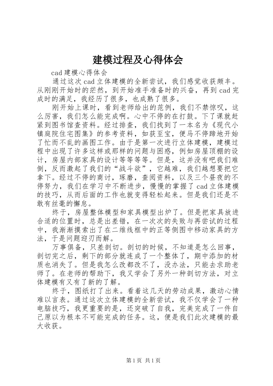 建模过程及心得体会_第1页