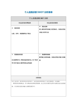 第一步骤所需文档：个人自我诊断SWOT分析表曹荷燕(1)