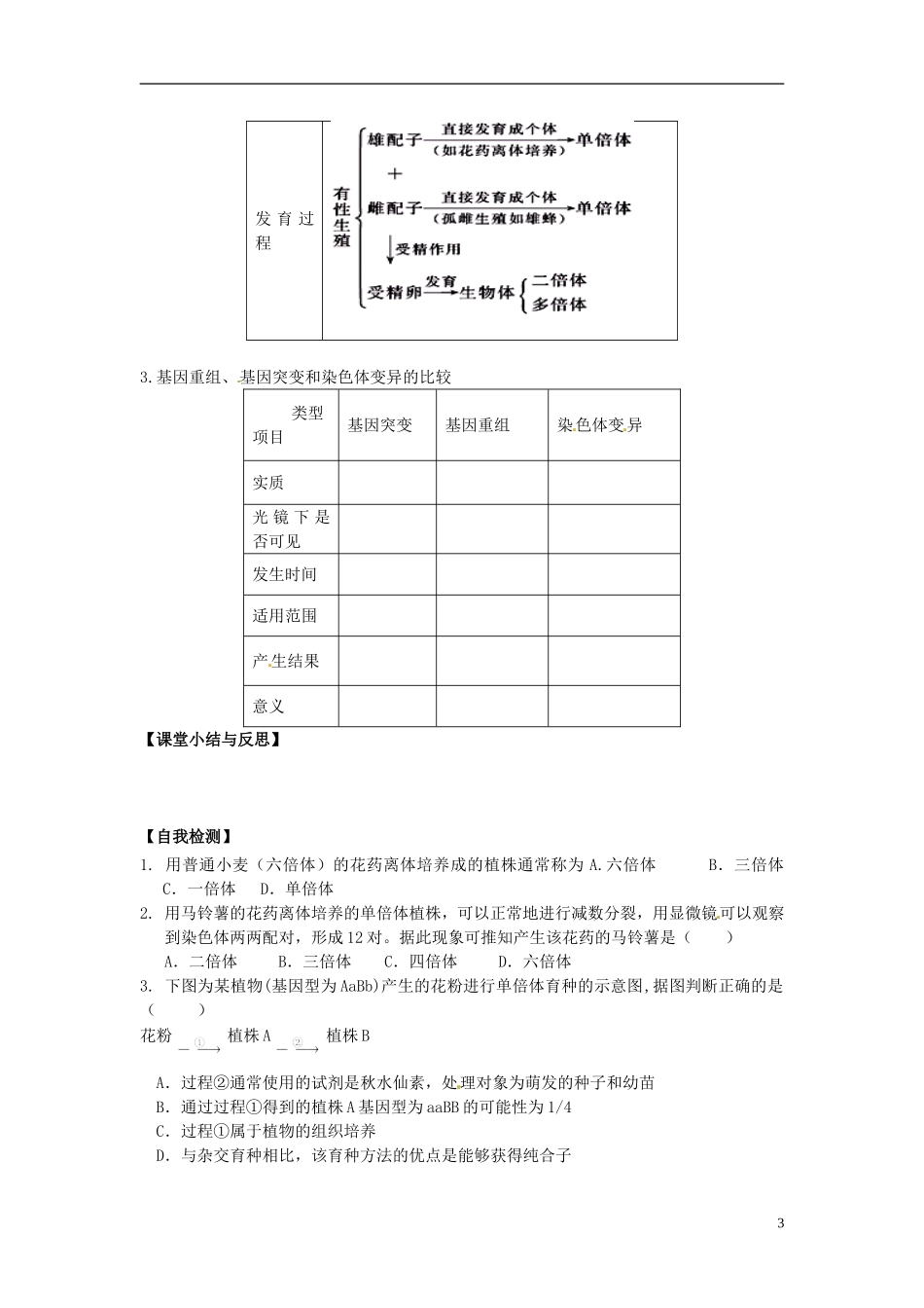 13染色体变异导学案新人教版必修2_第3页