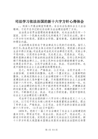司法学习依法治国的新十六字方针心得体会