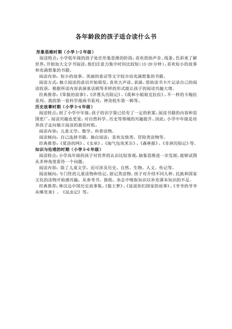 各年龄段的孩子适合读什么书_第1页