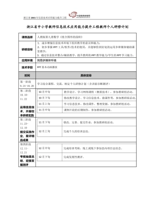 徐霞的个人研修计划