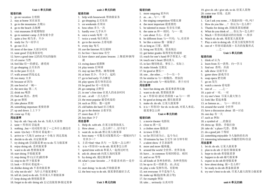单元教材全解短语_第1页