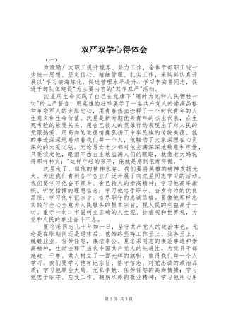 双严双学心得体会