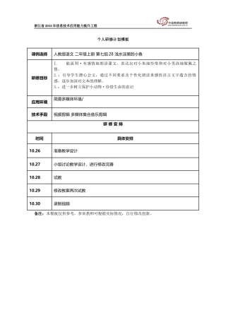 王琴的研修计划
